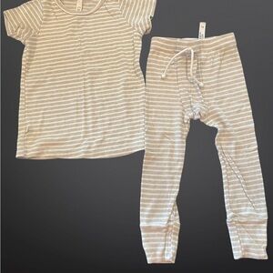Childhoods Clothing Striped Pajama Set - Tan and White